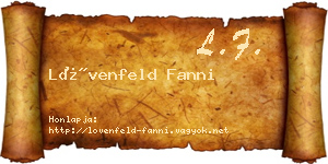 Lövenfeld Fanni névjegykártya